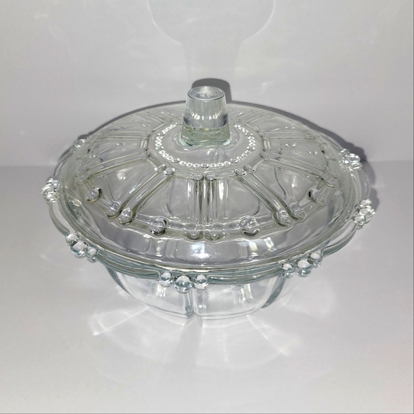 Vintage Decorative Glass Candy Bowl With Lid Grannycore - Picture 1 of 10